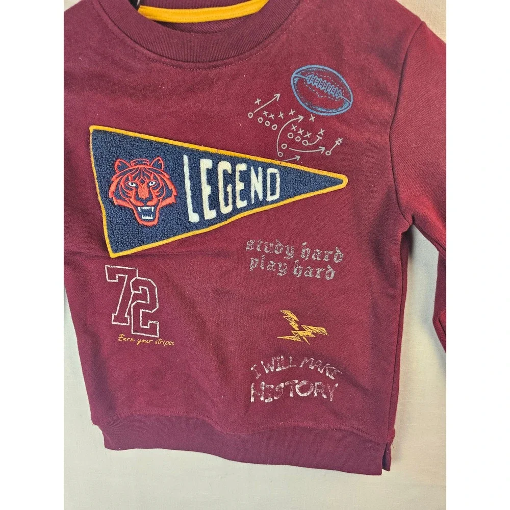 365 Kids Garanimals Boys Maroon Varsity Legend Tiger Sweatshirt Size 6